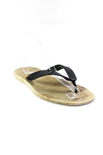 Salvatore Ferragamo Mens Thong Slide On Beach Sandals Black Size 7 Medium