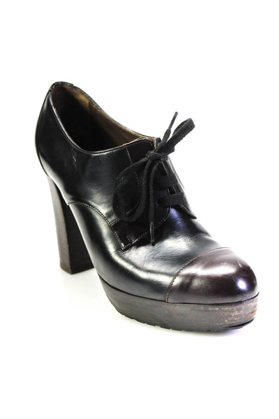 Marni Womens Leather Two-Toned Round Toe Lace Up Oxford Heels Black Size 39 9