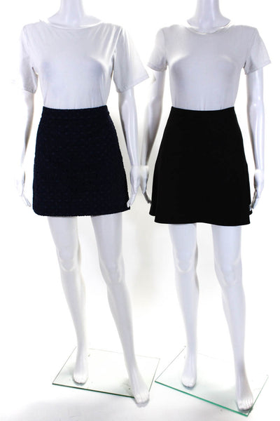 J Crew Womens Lined Cotton Embroidered Zip Up Mini Skirt Navy Size 0 00 Lot 2
