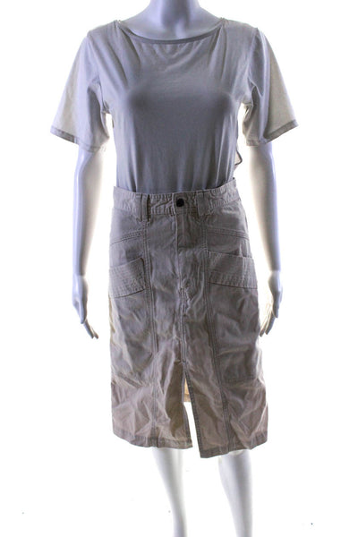 Isabel Marant Etoile Womens Beige Cotton Slit Front Midi Skirt Size 36