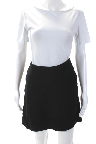 Theyskens Theory Womens Swick Asymmetrical A Line Mini Skirt Black Wool Size 6