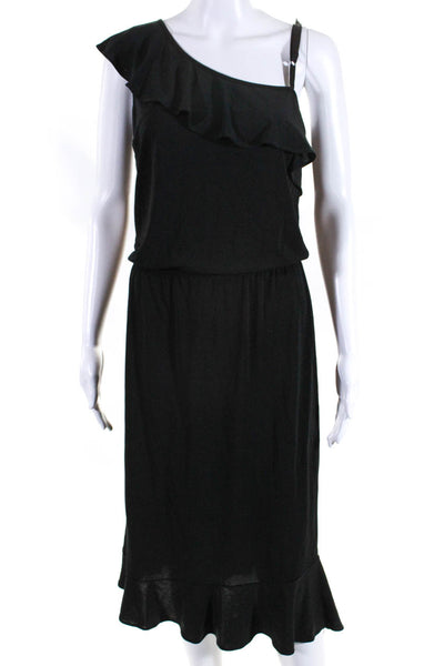 Dolce & Gabbana Womens Ruffled One Shoulder Maxi Dress Black Size EUR 46