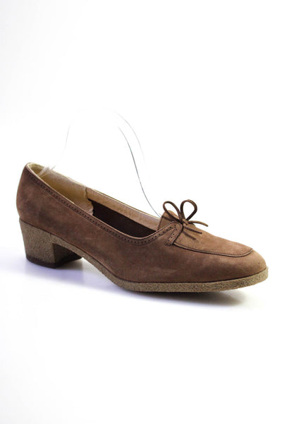 Salvatore Ferragamo Womens Suede Square Toe Oxford Heels Brown Size 8.5
