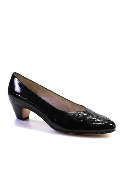 Salvatore Ferragamo Womens Patent Leather Pointed Heels Black Size 8.5