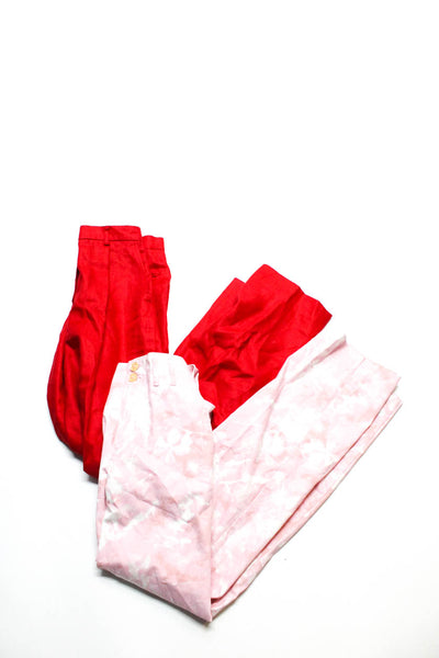 Anthropologie Lauren Ralph Lauren Womens Straight Pants Red Pink Size 0 4 Lot 2