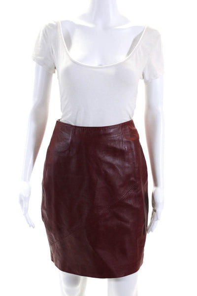 Wilsons Leather Pelle Studio Womens Back Zip Leather Pencil Skirt Red Size 4