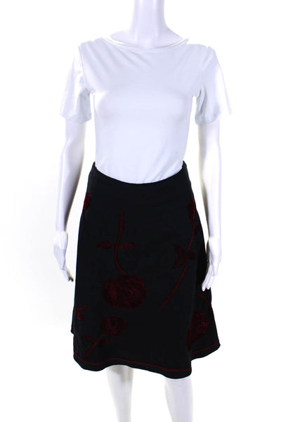 Double D Ranch Women's Zip Closure Embellish Flare Midi Skirt Black Size M