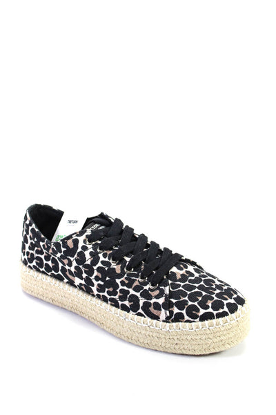 Tretorn Womens Leopard Print Canvas Platform Espadrille Sneakers Beige Size 9.5