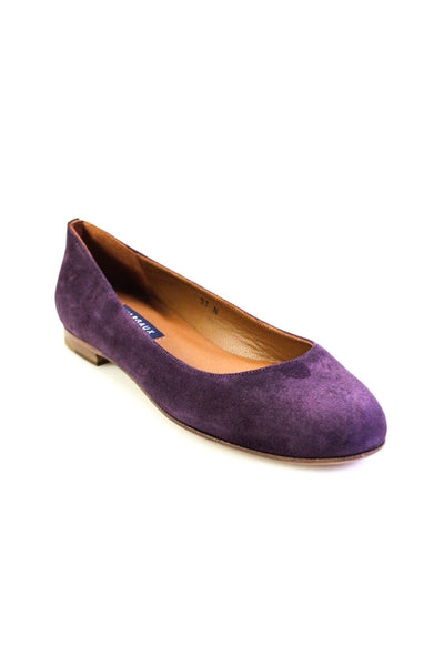 Margaux Womens Slip On Round Toe Classic Ballet Flats Plum Purple Suede Size 37N