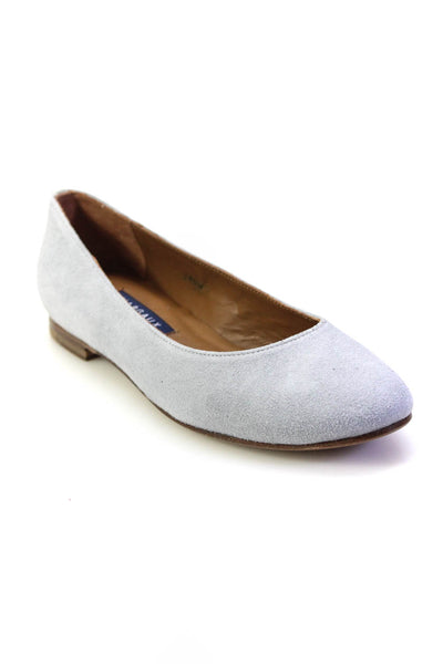 Margaux Womens Slip On Round Toe Classic Ballet Flats Slate Gray Suede 34.5