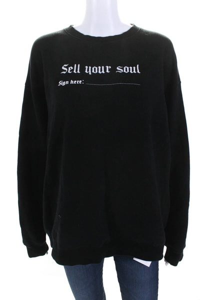 R13 Womens Pullover Crew Neck Sell Your Soul Sweatshirt Black Cotton Size Small