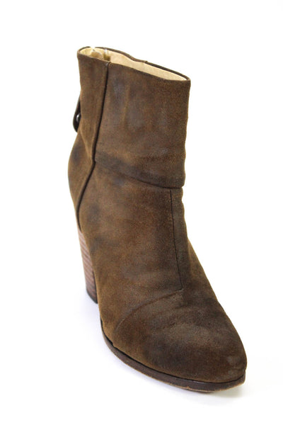 Rag & Bone Womens Leather Zip Up High Heel Ankle Boots Brown Size 39.5 9.5