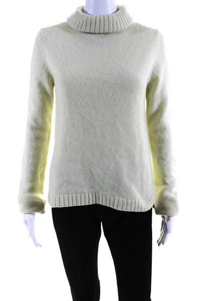 Richard Tyler Womens Cashmere Long Sleeves Turtleneck Sweater White Size Small