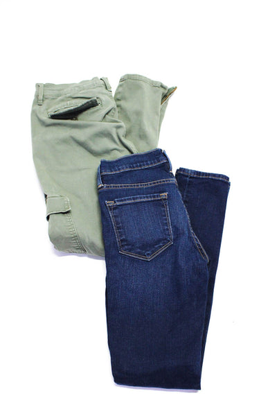 Frame Denim Womens Zippered Skinny Cargo Pants Jeans Green Blue Size 25 26 Lot 2