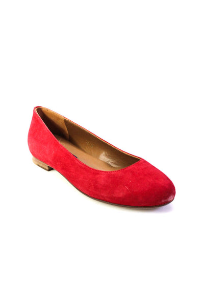 Margaux Womens Slip On Round Toe Classic Ballet Flats Poppy Red Suede Size 37