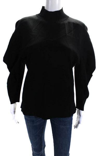 Proenza Schouler Women's Mock Neck Long Sleeves Pullover Sweater Black Size M