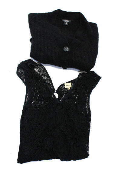Ella Moss Saks Fifth Avenue Womens Open Knit Top Sweater Black Size S M Lot 2