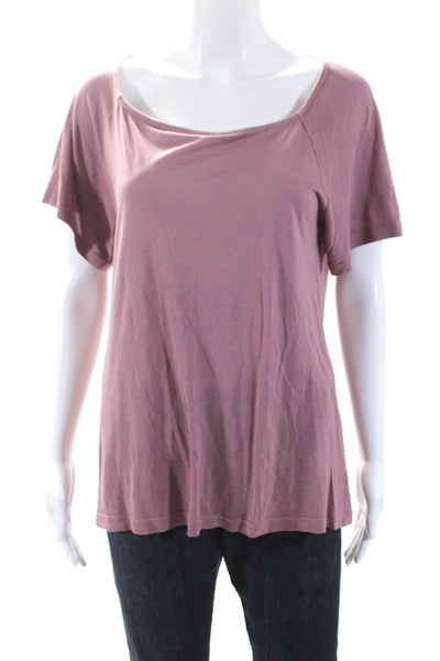 Dries Van Noten Womens Round Neck Cutout Short Sleeves Basic T-Shirt Pink Size M