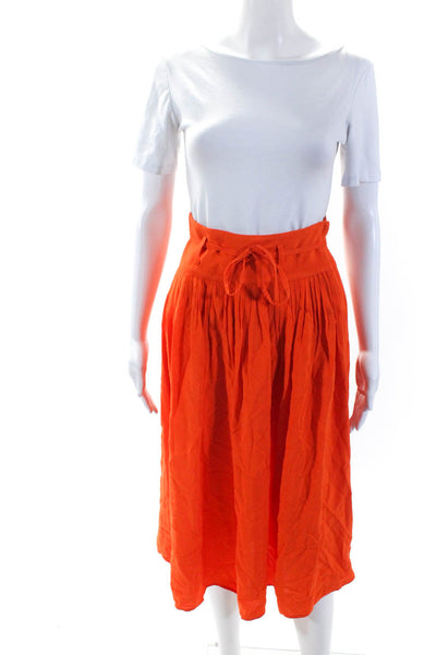 & Other Stories Women's Zip Closure Pleated Flare Midi Skirt Orange Size 4