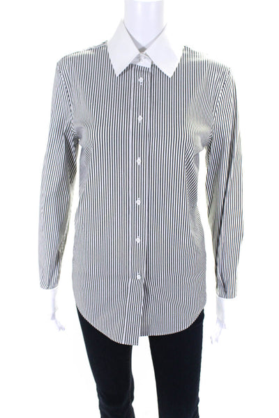 Lafayette 148 New York Women's Collared Long Sleeves Button Shirt Stripe Size S