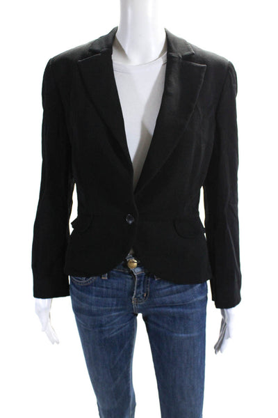 Barneys New York Womens Curved Hem One Button Short Blazer Jacket Black Size 10