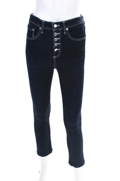 Veronica Beard Womens Dark Wash Buttoned High Rise Skinny Jeans Blue Size 26