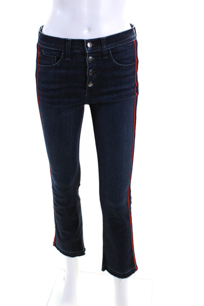 Veronica Beard Womens High Rise Striped Trim Dark Bootcut Jeans Blue Size 26