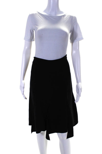 Armani Collezioni Womens Silk Pleated Darted Zipped Midi Skirt Black Size 6