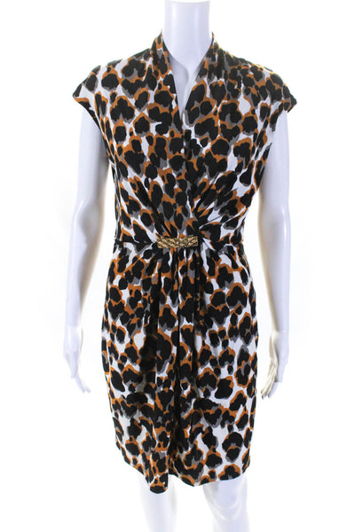Roberto Cavalli Womens Black/Brown Printed Embellished Detail Shift Dress Size48