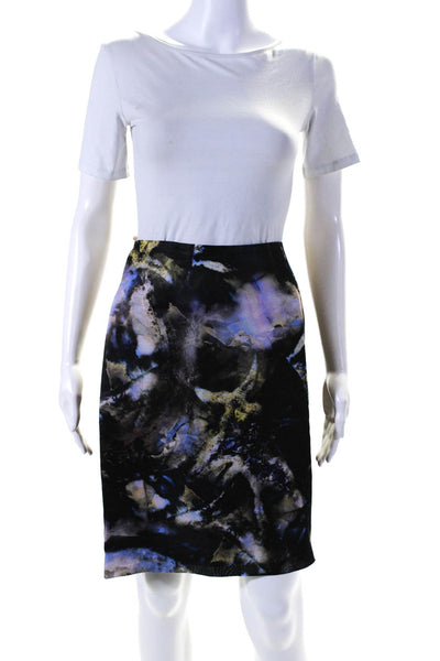 Piazza Sempione Womens Black Abstract Print Knee Length Pencil Skirt Size 44