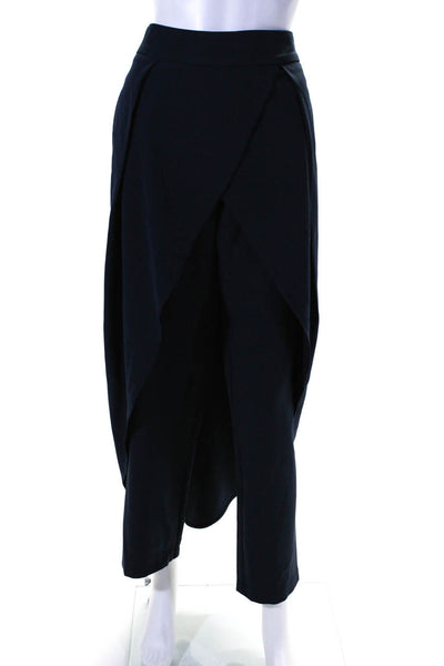 Bluzat Womens Unlined Zip Up High Rise Straight Leg Skirt Pants Navy Size XL