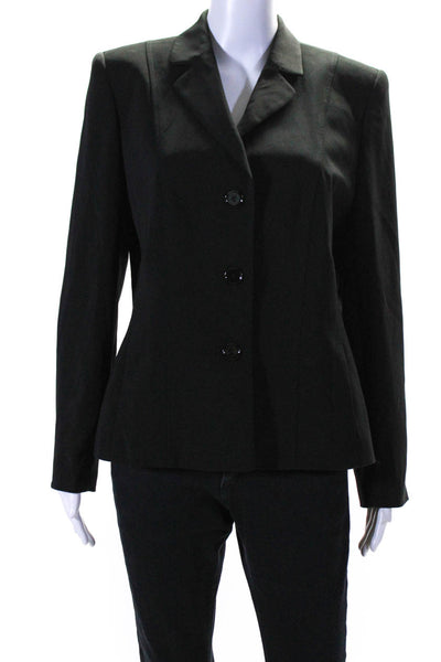 BASLER Womens Black Three Button Long Sleeve Blazer Jacket Size 40