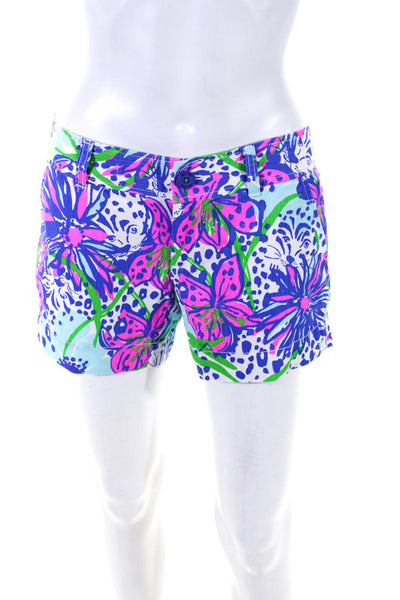 Lilly Pulitzer Womens Cotton Floral Print Mid Rise Callahan Shorts White Size 0