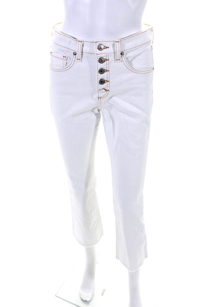 Veronica Beard Womens Button Fly High Rise Straight Leg Jeans White Size 26