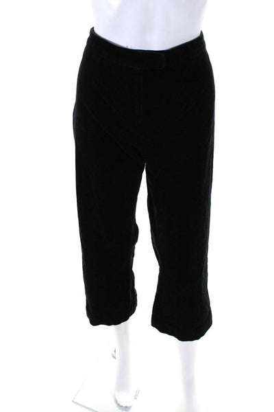 Boden Womens Velvet High Rise Cropped Pants Black Cotton Size 16 Long