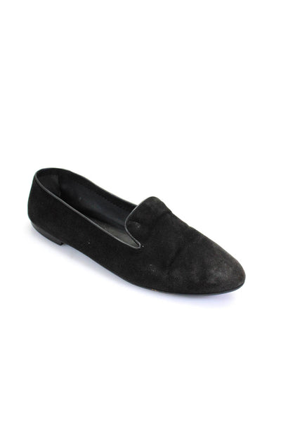 Tods Women's Round Toe Slip-On Suede Flat Loafer Shoe Black Size 9