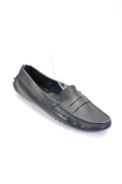 Tods Women's Round Toe Slip-On Leather Loafers Shoe Black Size 9