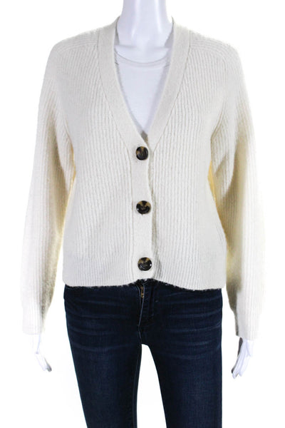Ganni Womens Oversize V Neck Button Up Cardigan Sweater Ivory Size XXS