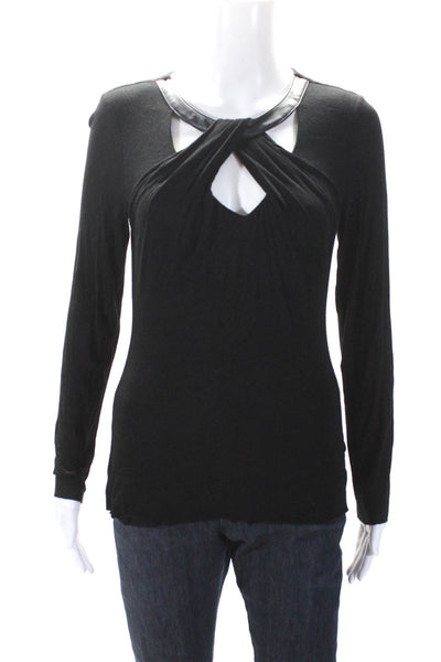 Dylan Gray Womens Black Scoop Neck Cut Out Long Sleeve Blouse Top Size M