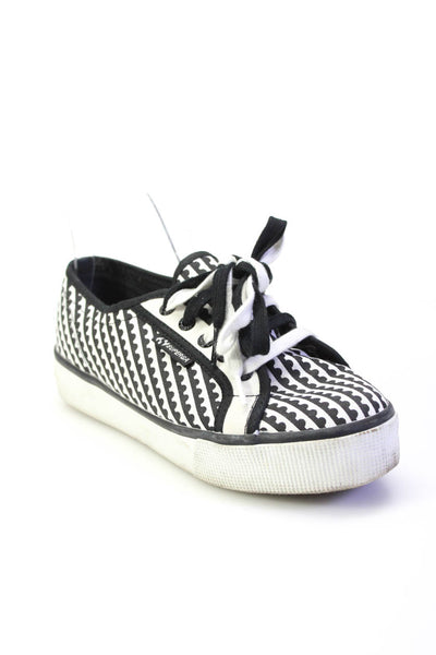 Superga x Mary Katrantzou Womens Striped Platform Sneakers Black White Size 6