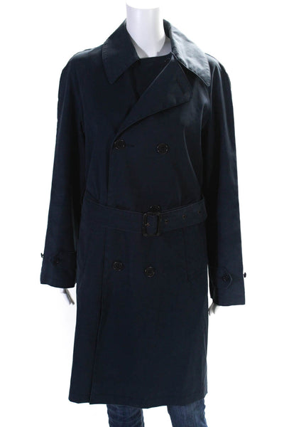 Ralph Lauren Blue Label Womens Double Breasted Trench Coat Navy Blue Size Medium