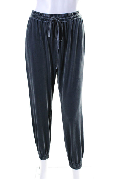 Toccin Womens Velour Drawstring Waist High-Rise Tapered Sweatpants Blue Size XS