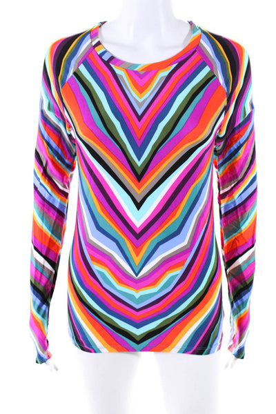 Trina Turk Womens Abstract Print Long Sleeve Swim Shirt Top Multicolor Size S