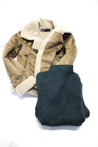 Robertson + Rodeo Zara Womens Faux Shearling Coat Crop Sweater XS Small Lot 2