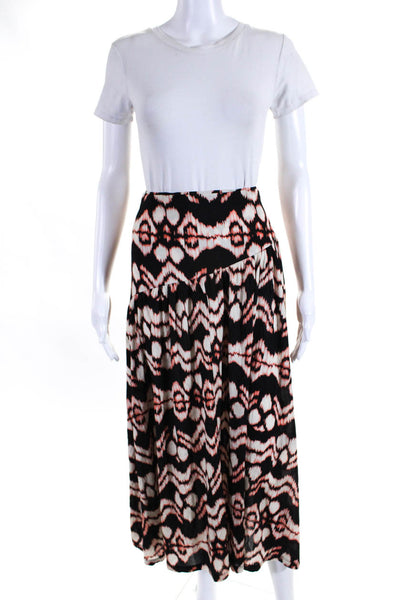 Ulla Johnson Womens Abstract Print A Line Maxi Skirt Black Ivory Size Small