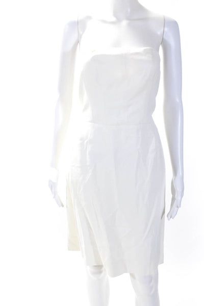 Akris Womens Strapless High Waist Knee Length A Line Dress White Size 6