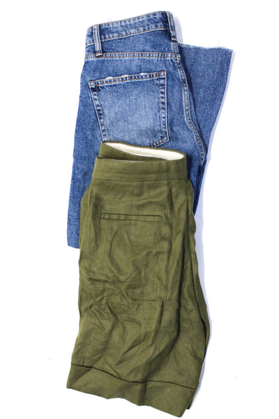 J Crew Zara Womens High Rise Shorts Jeans Green Size 00 Lot 2