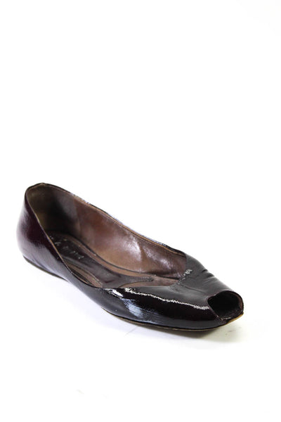 Marni Womens Patent Leather Peep Toe Slip On Ballet Flats Purple Size 36.5 6.5
