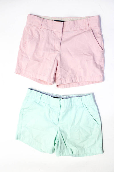 J Crew Womens Mid Rise Khaki Chino Shorts Pink Blue Cotton Size 4 Lot 2