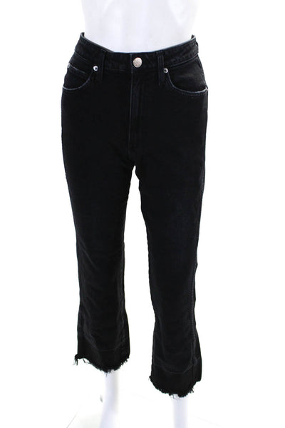 Amo Womens Cotton Denim Frayed Hem Mid-Rise Bella Straight Jeans Black Size 26